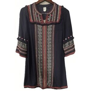 Akemi + Kin Anthropologie Tessa Embroidered Pullover Tunic Dress Size 4